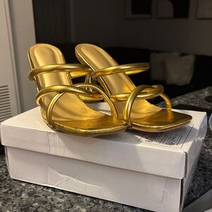 SHEIN Gold Strappy Heels